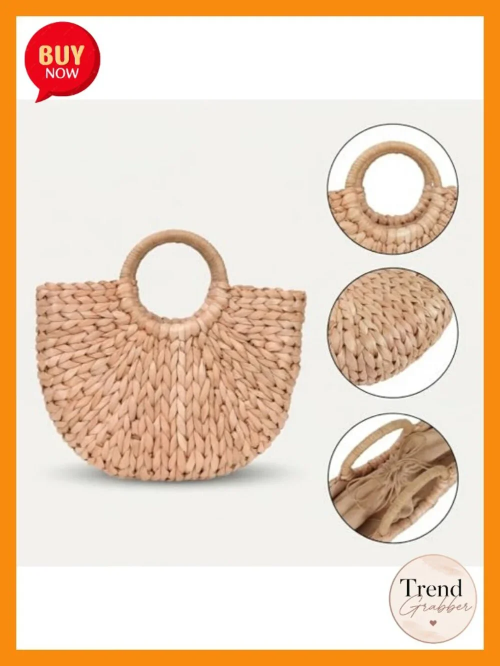 Handwoven Corn Husk Straw Bag Lightweight Boho Beach Purse Drawstring Clutch